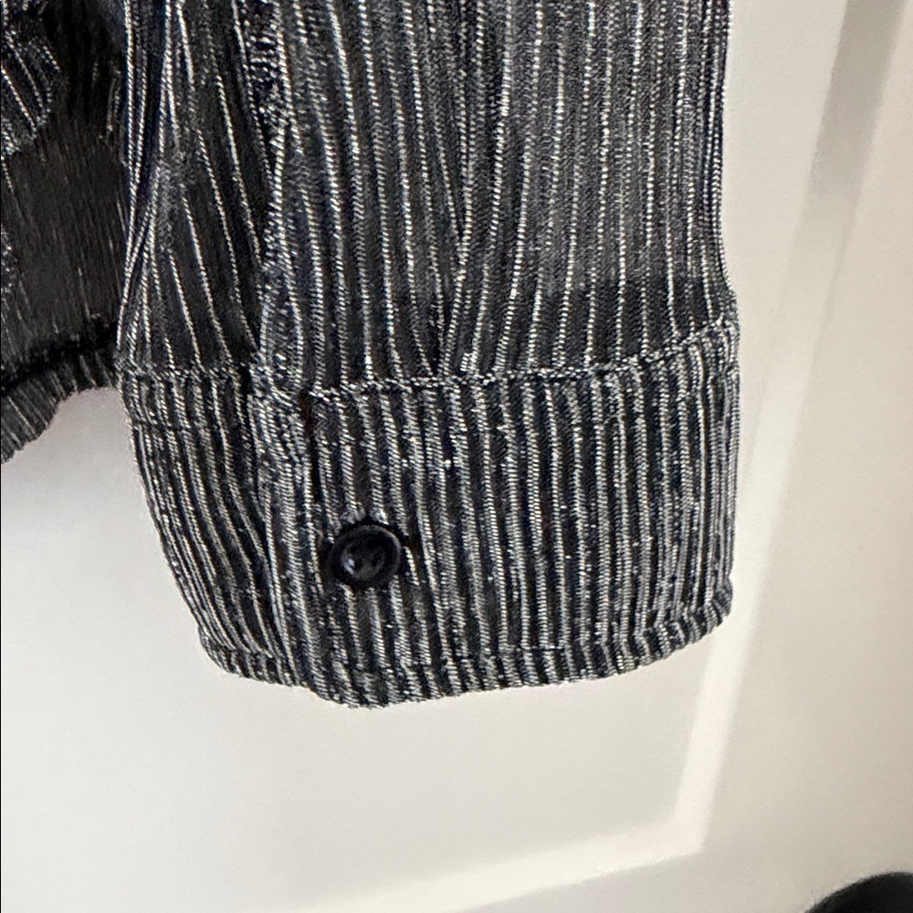 Oversized Silver Sheer Button-Up Shirt - Picture 4 of 4